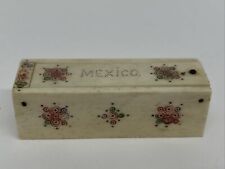 Vintage Mexico Tourist Souvenir Carved Cow Bone Miniature Dominos In Box T10 picture