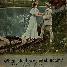 Postcard Valentine's Day When Shall We Meet Again? Romance Bamforth & Co 1909 picture