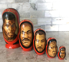 Sport Boxing Russian Wood Nesting Dolls signed by Artist Mockba 1996 picture