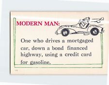 Postcard Greeting Card with Quote and Modern Man Driving A Car Comic Art Print picture