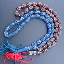 Beautiful Vintage Two Blue & Red Bakelite Rosary 33 Beads Islam Religion Prayer picture