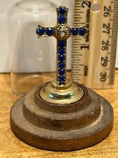 VTG Stanhope Holy Miracle Cross Brass Rhinestones Lords Prayer France Trinket picture