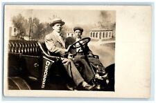 c1910's Boys Riding Car Cincinnati Ohio OH RPPC Photo Unposted Antique Postcard picture