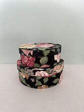 Set of 2 Vintage Made In Taiwan Floral Fabric Nesting Boxes picture