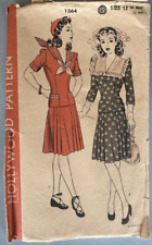 Hollywood Pattern 1364 Sailor Blouse Skirt 1940's Vintage Misses Size 12 FF picture