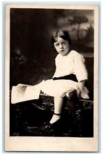 c1910's Little Girl Studio Portrait Joliet Illinois IL RPPC Photo Postcard picture