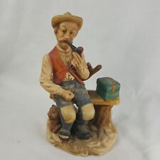 Vintage UCGC Man with Pipe setting on a bench Figurine hat green lunch box SAGJ9 picture