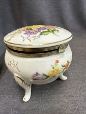 Vintage Hand Painted Napcoware Porcelain Footed Trinket Box picture