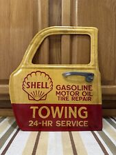 Shell Gasoline Motor Oil Metal Sign Truck Door Tire Tow Vintage Style Wall Decor picture