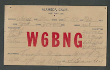 1932 Early Ham Radio (QSL) Card Call Letters W6BNG From Alameda Ca picture
