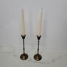 Vintage Brass Candlestick Holders With Candles Table Top Set Made In India picture