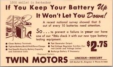 Kingston, Pennsylvania Car Dealer Postcard TWIN MOTORS LINCOLN-MERCURY c1940s picture