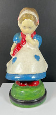 Vintage Girl With Book Pondering Hand Painted Chalkware Figurine picture