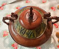 Vintage Decorative Collectable Metal Pot w/Lid w/Dragon Handles H-10