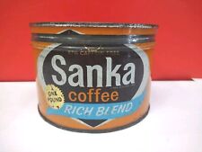 Vintage Sanka Coffee Can W Lid 97% Caffein Free Regular Grind 1 Lb Tin Empty GF picture