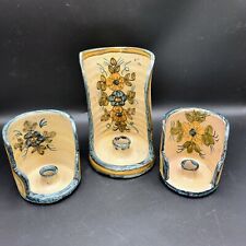 Vintage Olaria De Almansil Portugal Pottery Chamber Candleholder Set Of Three. picture