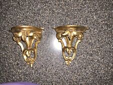Pair of Italian Baroque Shelf Rococo Sconces Carved Wood Gold Gilt picture