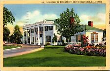 Residence Bing Crosby North Hollywood California Circle Drive Flowers Postcard picture