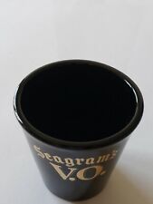 Seagrams V.O.- Black Glossy Shot Glass w/ Gold Letters- excellent picture