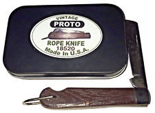 Vintage PROTO Rope Knife Made in  USA  Sheepsfoot Blade New In Metal Gift Box picture
