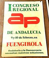 Vtg 1970s Alianza Popular People's Alliance Spanish Political Protest Poster picture