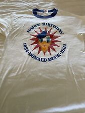 VTG Donald Duck T-Shirt 1984 Happy Birthday Medium Blue Ringer 80s Disney D8 picture