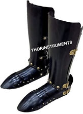 Medieval Halloween Black Warrior Medieval Leg Guard & Shoes Armor Steel Graves picture