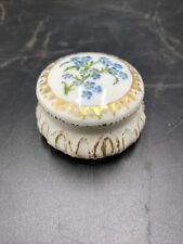 Limoges France Small Round Porcelain Trinket Box Vintage hand painted floral picture