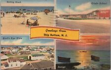 Vintage SHIP BOTTOM, New Jersey LINEN Postcard Bathing Beach, Sunset 1956 Cancel picture