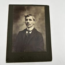 Antique Photograph Cabinet Card Handsome Man Suit Weird Hair Mt Holly New Jersey picture