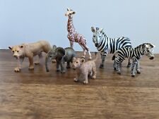 Schleich Safari Animal Lot of 6 Baby /Mom Zebra Giraffe Elephant 2 Wildcats picture