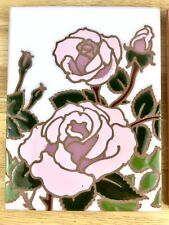 Vintage Rose Arius Santa Fe Art Tile Co 6×8 Pink White Green Floral Trivet Wall picture