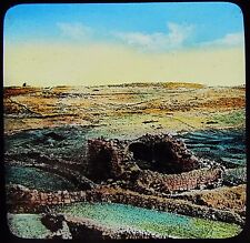 HAND COLOURED Glass Magic Lantern Slide UNKNOWN RUINS C1890 PHOTO MIDDLE EAST picture