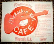 EXTREMELY RARE McDonald's McRock and Roll Cafe Placemat - BRAND NEW picture