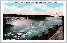 Niagara Falls Birds Eye View Canadian Side Waterfalls Steamboat Vintage Postcard picture