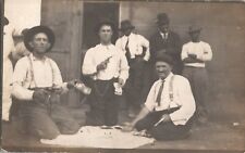 Unknown Tough Men Gamblers Shooting Craps Hold Guns and Cash 1912 RPPC Postcard picture