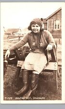 UNALASKA ALASKA ALEUTIAN GIRL NATIVE 1940s real photo postcard rppc ak antique picture
