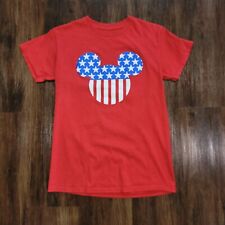 Disney Mickey Mouse American Flag Red/White/Blue Women T-Shirt S Missy July 4th  picture