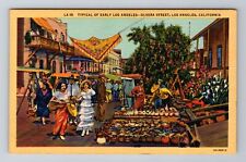Los Angeles CA-California, Olvera Street, Colorful Bazaars, Vintage Postcard picture