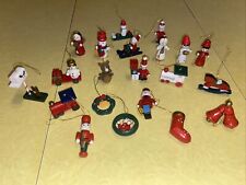 Vintage Mini Tiny Wooden Hand Painted Ornaments Lot of 21 picture