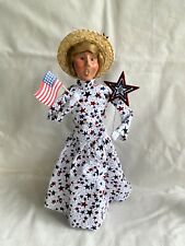 Byers Choice Patriotic Lady w/ Red White Blue Stars &Flag Memorial 4th of July picture
