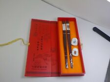 Two Unused Pair of Shenzhoufuxiang Chopsticks and Porcelain Rests in the Box picture