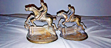 Pair of Antique Bronze Jockey on Horse Bookends picture