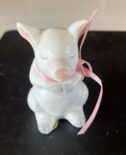 Vintage Dept 56 Pig Figurine Ribbon Untied White Pig Pink Ribbon picture