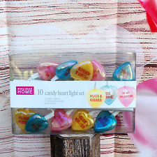 Vintage New String 10 iridescent Conversation candy Heart Lights Valentines Day picture