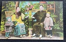 Vintage postcard Chinese family Sternberg Unused China Colorized Antique picture