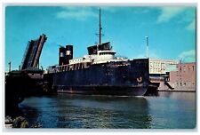 c1960's Carferry Passing Through South 8th Street Bridge Manitowoc WI Postcard picture
