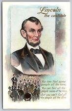 Patriotic~Lincoln the Candidate~Speaks To Crowd~Can Fool Some or All~Gold Emboss picture