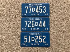 Lot of 3 Michigan Dealer License Plates (2003 - 2004 - 2005) picture