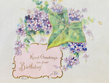 Antique 1900s (1912) Birthday Postcard Embossed Raised Floral Flowers picture